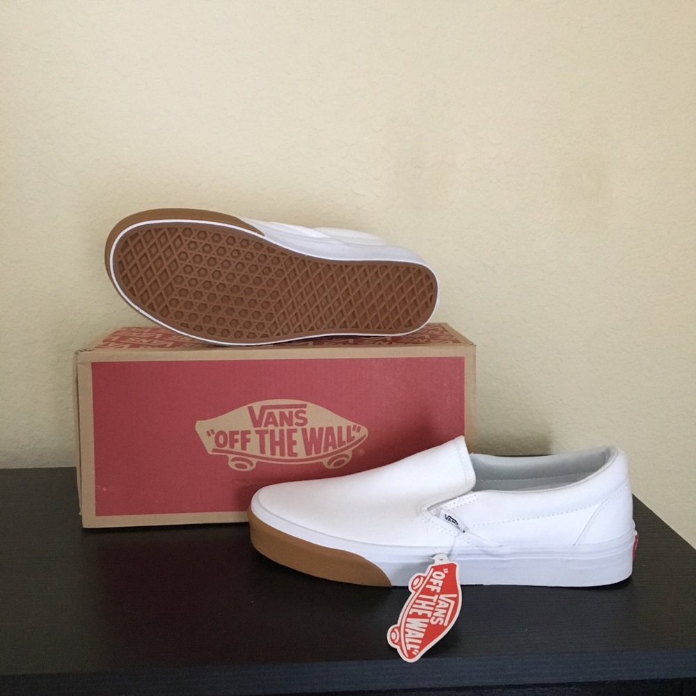 Vans white Bumper Gum Canvas Shoes Classic Slip On - Picture 2 of 3